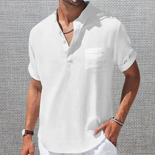 Anthony - Elegancka Koszulka z Krótkim Rękawem i Kieszenią