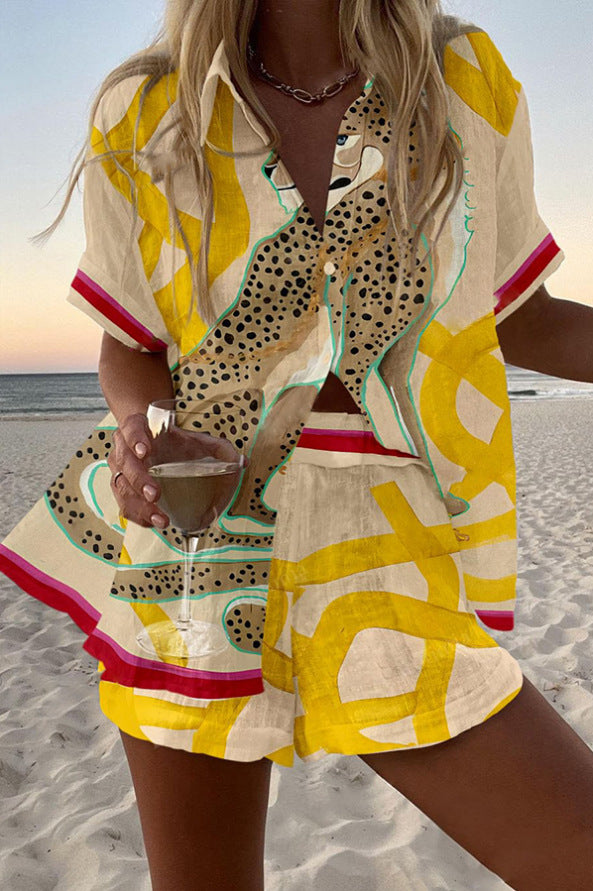 Casima - Krótki Zestaw Pościeli z Nadrukiem Geparda