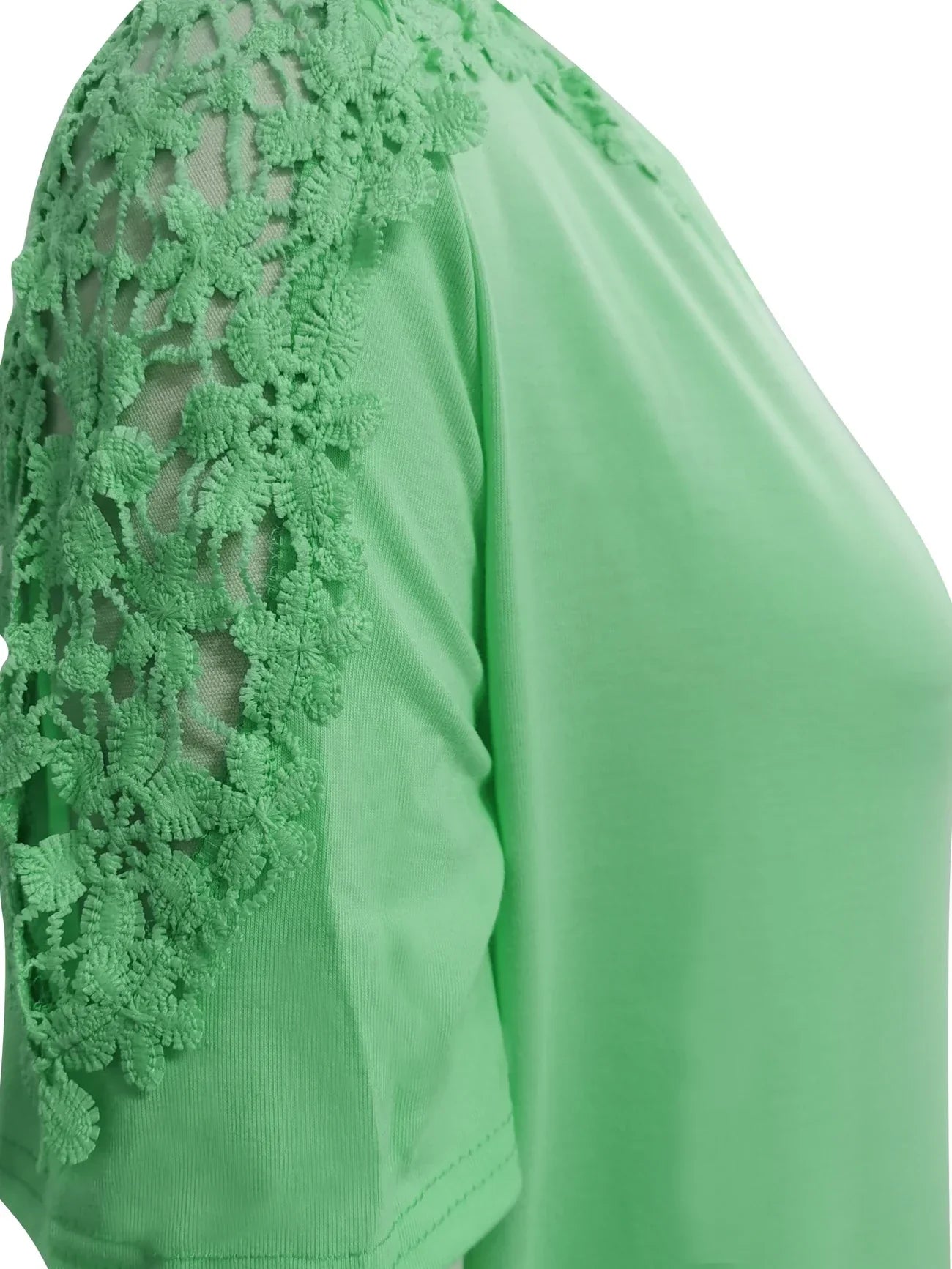 Ancuta - Elegancka Letnia Koszulka z Krótkim Rękawem i Koronką