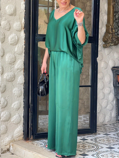 Ashlee - Elegancki Dwuczęściowy Zestaw Z Krótkim Rękawem