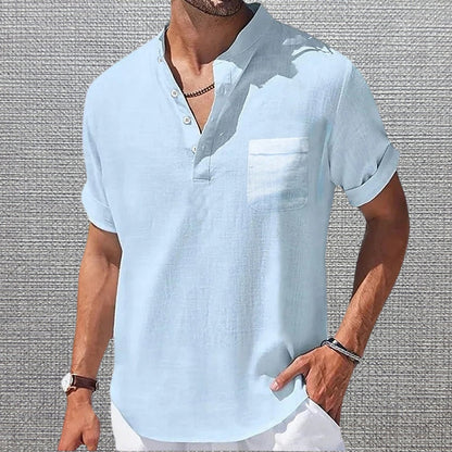 Anthony - Elegancka Koszulka z Krótkim Rękawem i Kieszenią