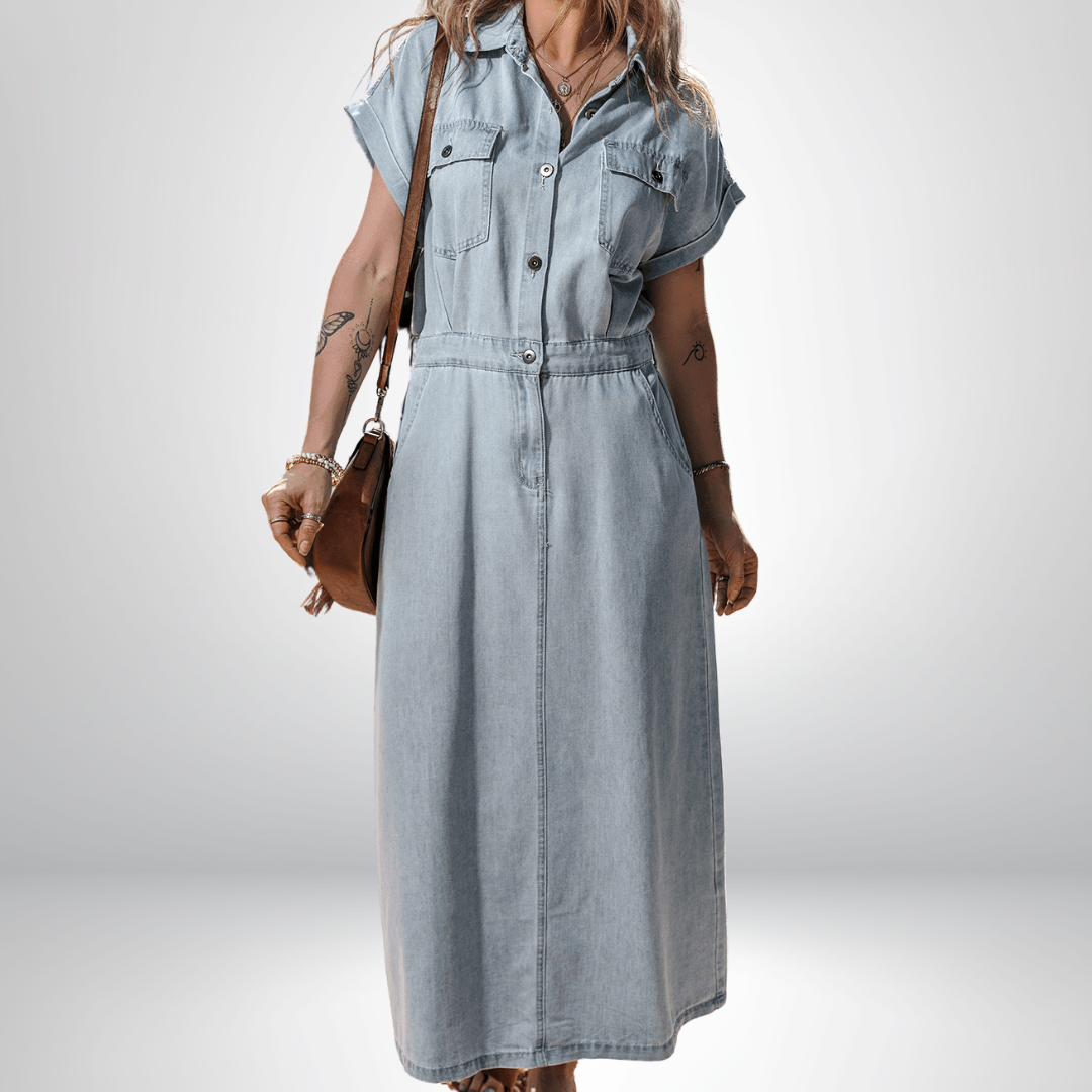 Brygida – Elegancka Sukienka Jeansowa