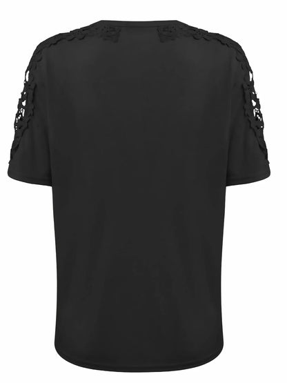 Ancuta - Elegancka Letnia Koszulka z Krótkim Rękawem i Koronką